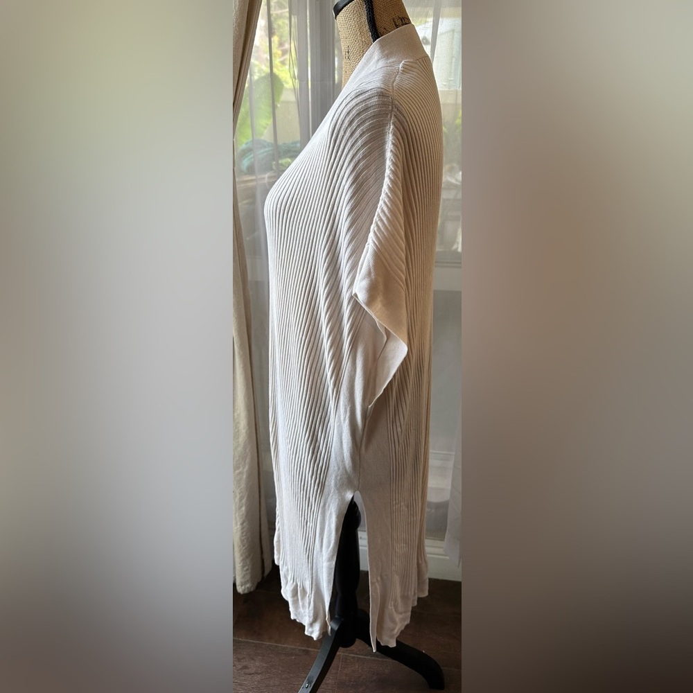 Eileen Fisher Cream Sleek Tencel Rib Kimono Cardigan - Picture 4 of 7